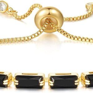 Tennis Bracelet for Women, 14K Gold Plated Cubic Zirconia Adjustable Slider Brac